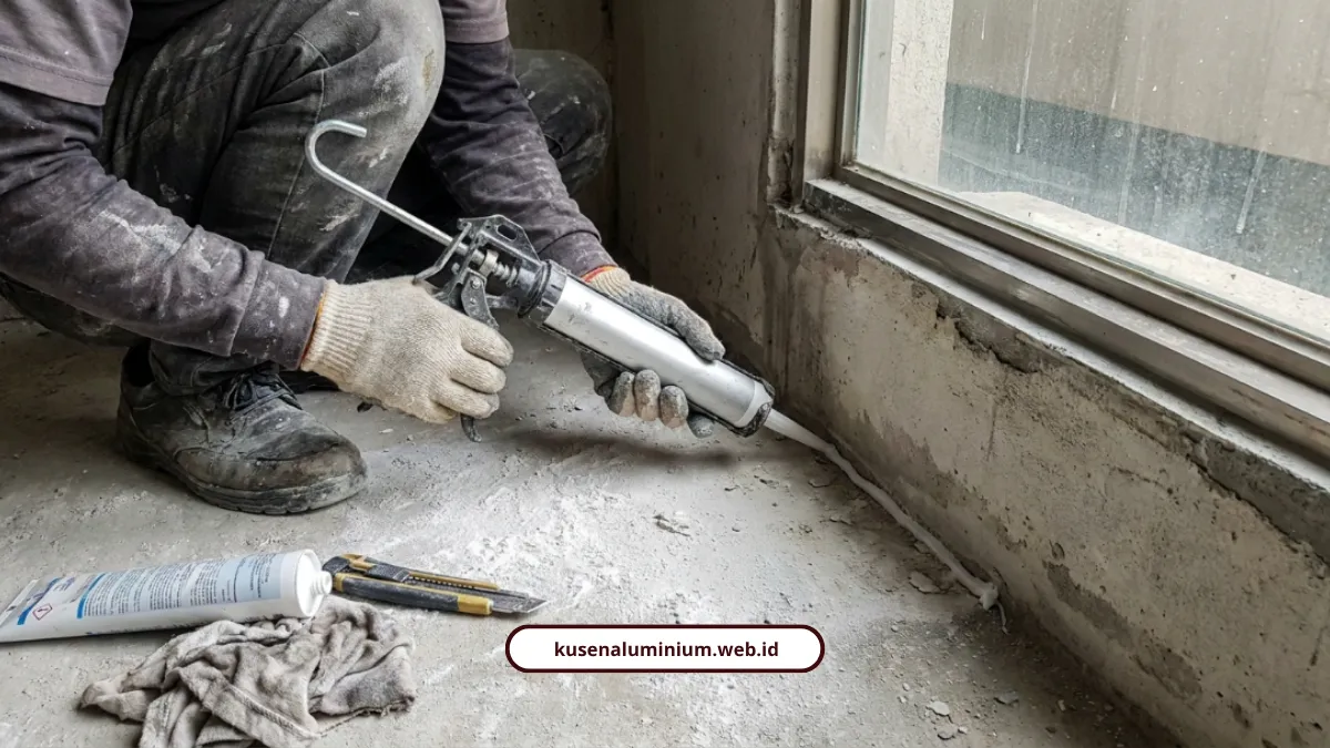Aplikasi Sealant Kedap Air pada Kusen Aluminium Anti Bocor