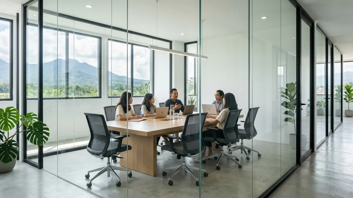 Studi Kasus Pasang Partisi Kaca Tempered Kantor di Dau